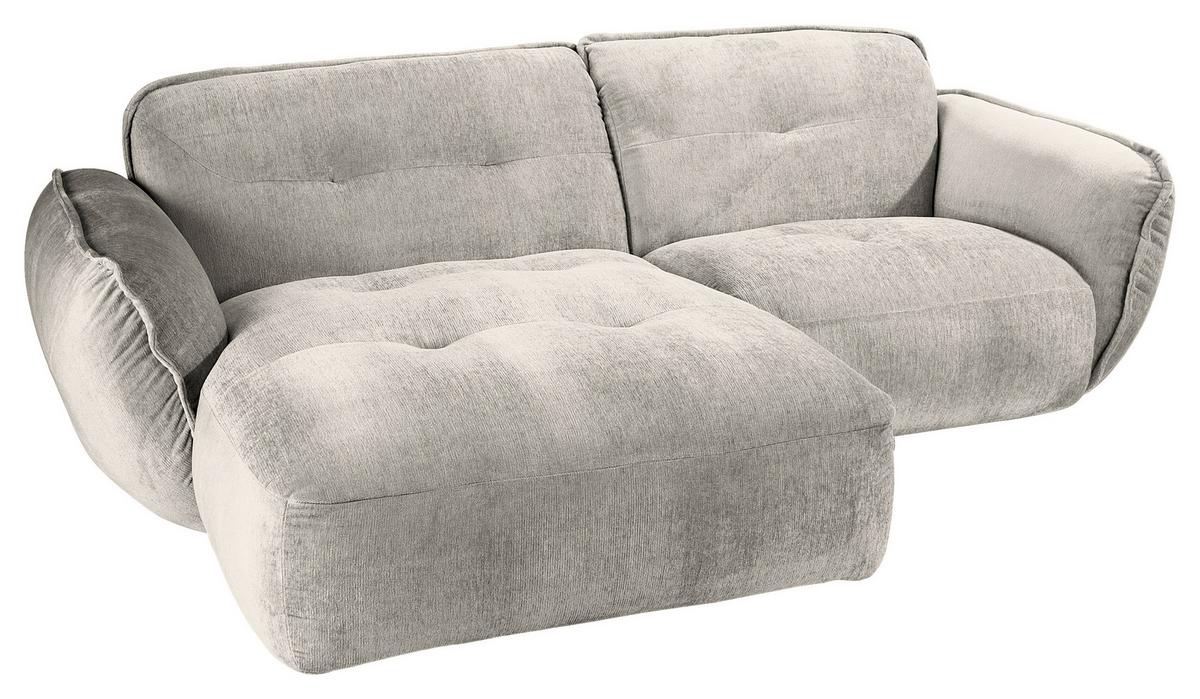 Ecksofa Fluffy Silberfarben S: 184x269 Cm - Silberfarben/Schwarz, MODERN, Textil (184/269cm) - Trendmanufaktur