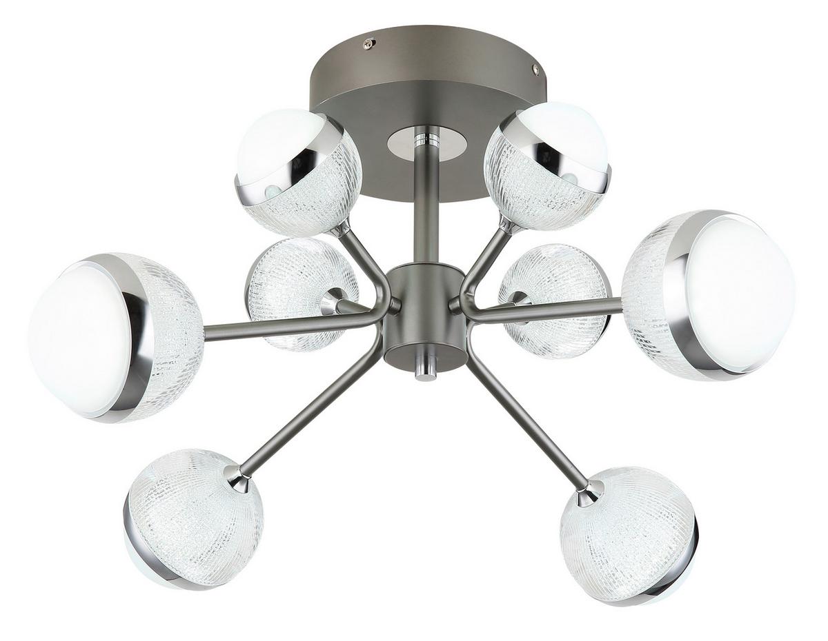 LED-Deckenleuchte 56011-8d - Klar/Titanfarben, KONVENTIONELL, Kunststoff/Metall (61/29cm) - Globo