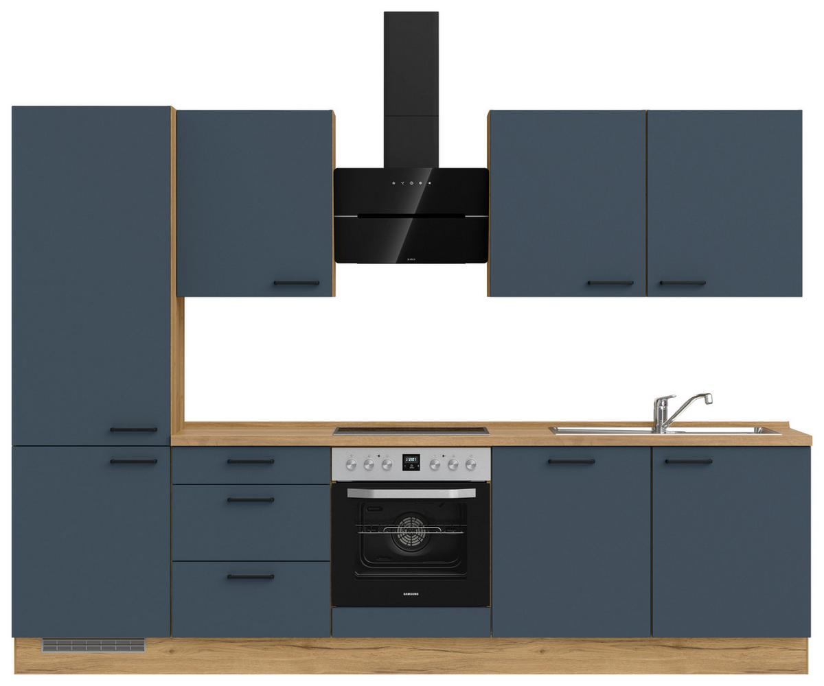 Küchenleerblock Easytouch High-Line, H10 Links - Blau/Eichefarben, MODERN, Holzwerkstoff (300cm) - Nobilia