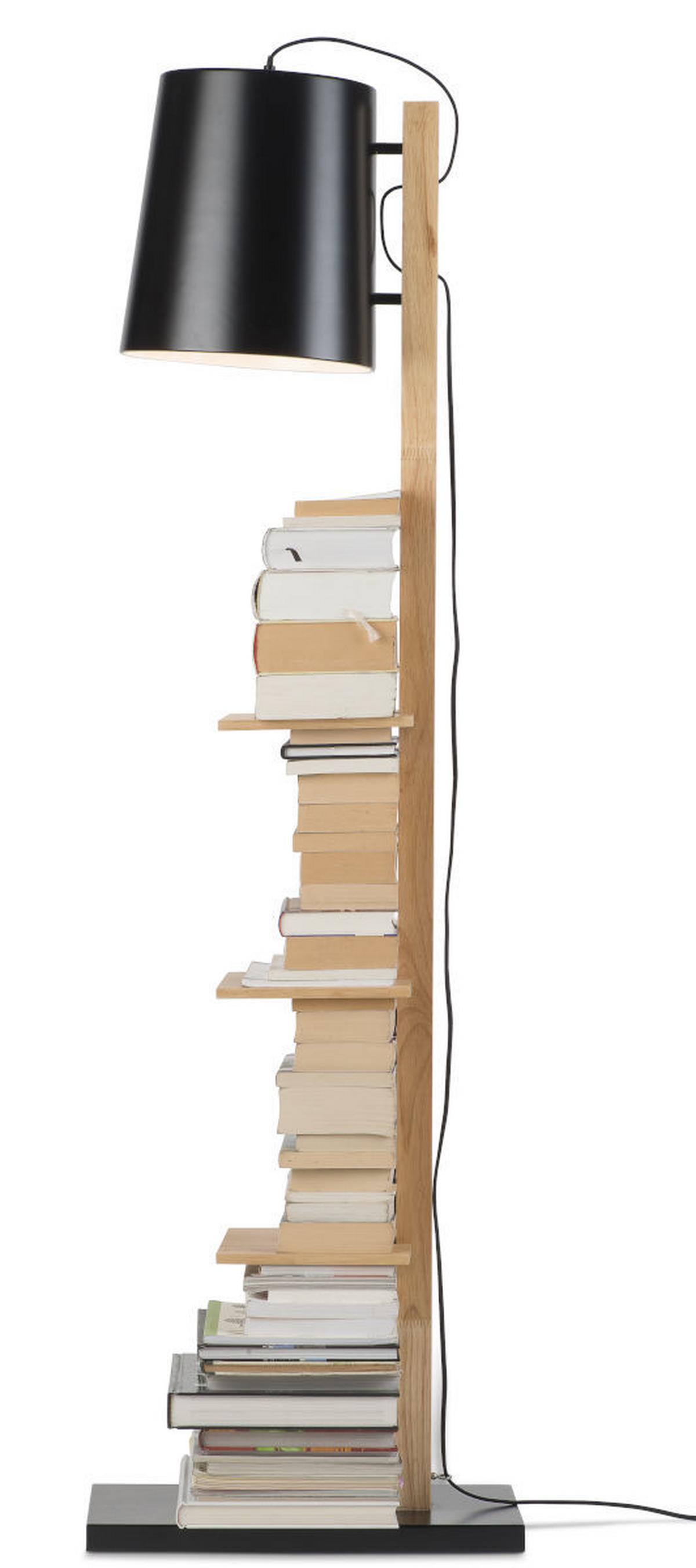 Stehlampe Holz Cambridge Dimmbar Schwarz/braun - Schwarz, Design, Holz/Metall (30/168/49cm) - It's about Romi