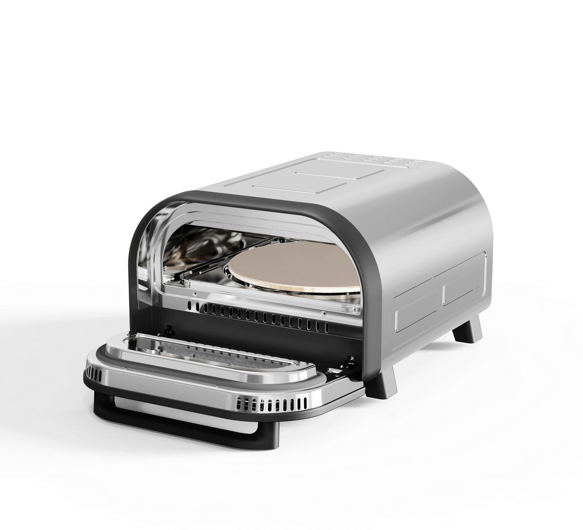 Pizzaofen inkl. Pizzaheber Pizzastein, Teigschneider - Edelstahlfarben, Basics, Metall (44,5/30,4/55,3cm) - Nabo