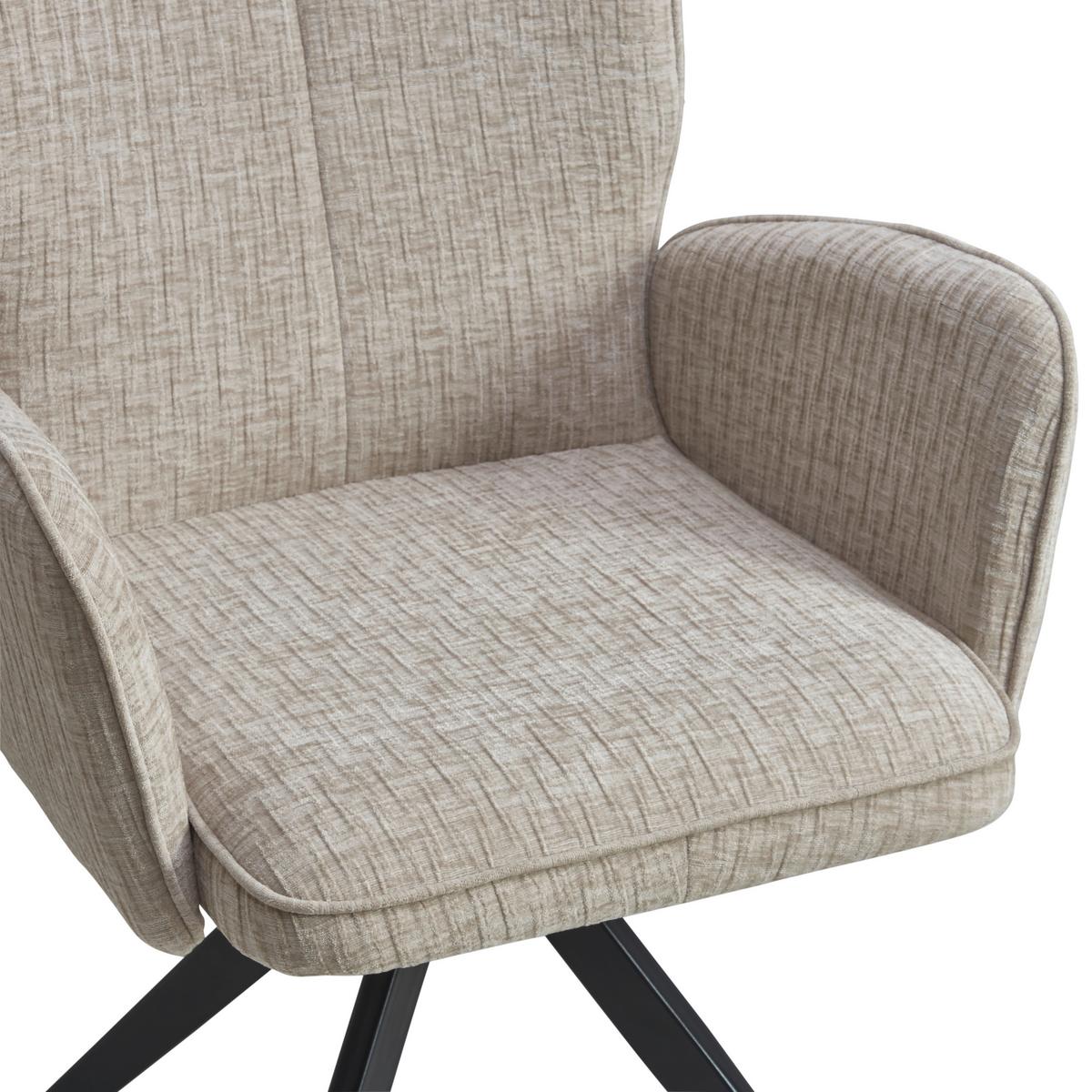 Armlehnstuhl Xilo Schwarz/beige Gepolstert - Beige/Schwarz, LIFESTYLE, Holz/Textil (60/89/63cm) - MID.YOU