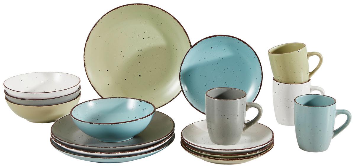 KOMBINOVANÝ SERVIS ručne maľovaný 16- dielny - viacfarebná, Konventionell, keramika - Creatable