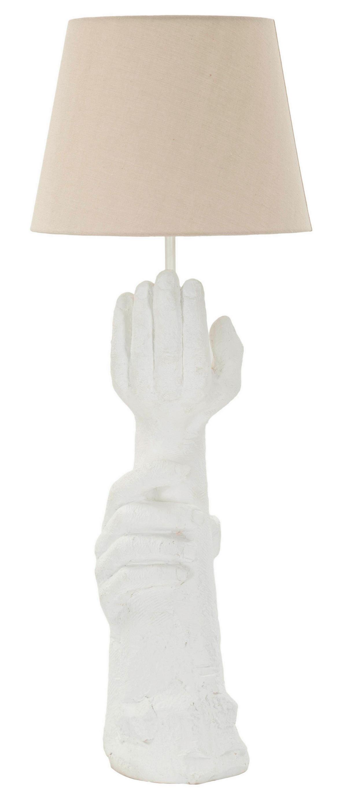 Tischleuchte Life Weiß B: 35 cm - Weiß, Basics, Kunststoff/Textil (35/93/35cm)