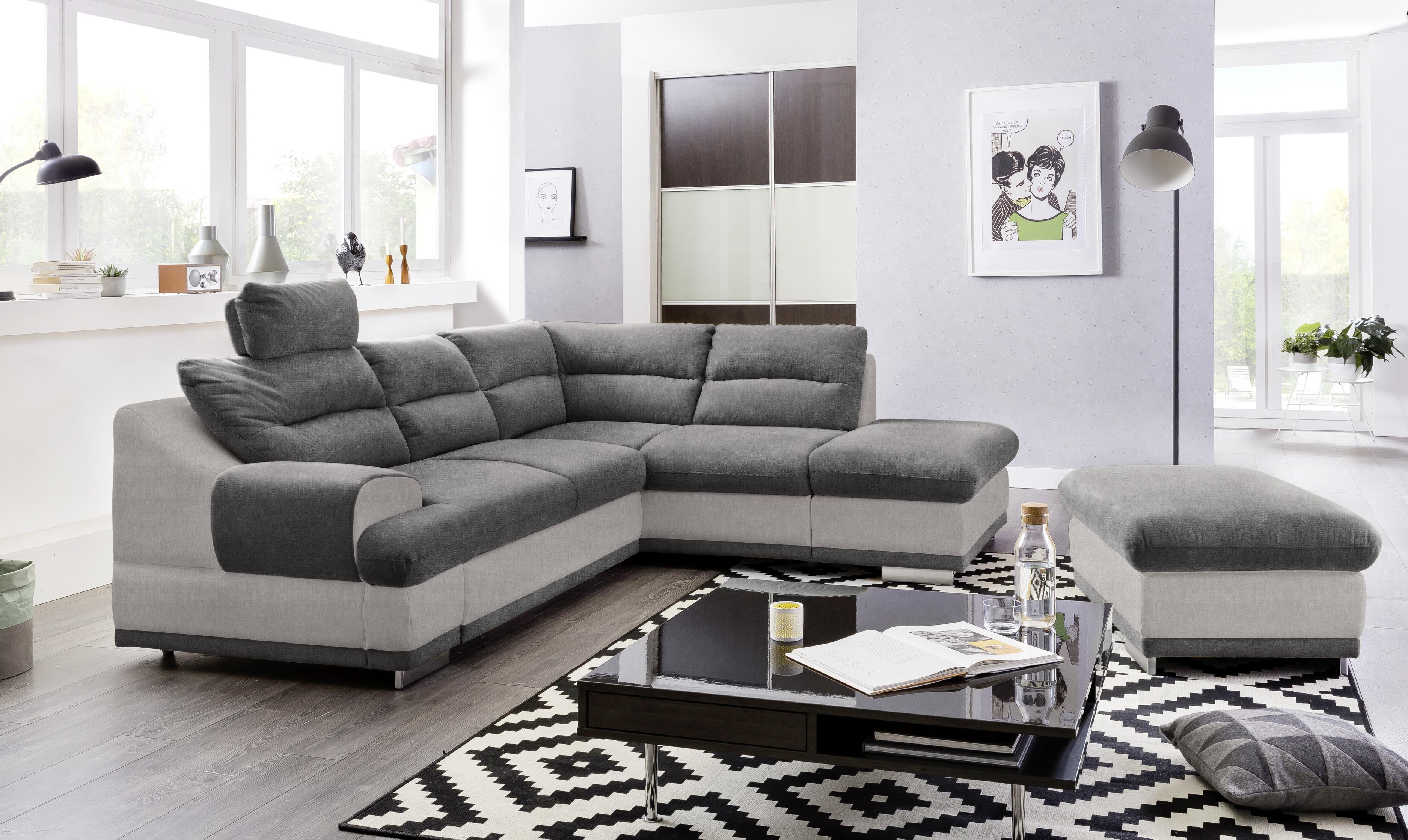 Ecksofa Mit Schlaffunktion + Bettkasten Seaside, Velours - Chromfarben/Dunkelgrau, KONVENTIONELL, Textil (264/88/108/217cm) - Luca Bessoni