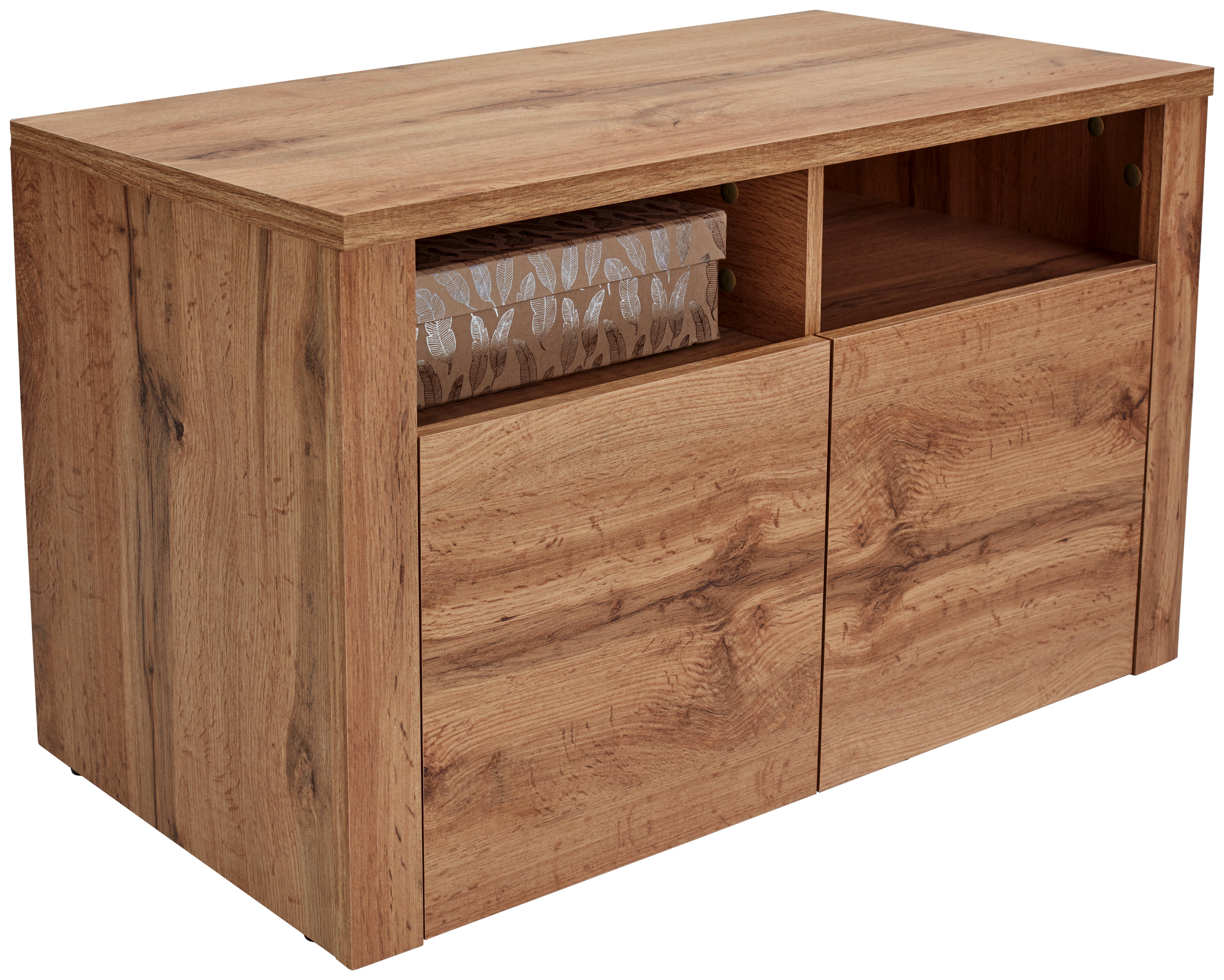 Garderobenbank Simple - Eichefarben/Schwarz, MODERN, Holzwerkstoff (90cm)