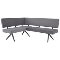 Eckbank Chios Cord Dunkelgrau, S: 150x190 cm - Dunkelgrau/Schwarz, KONVENTIONELL, Textil/Metall (150/190cm) - MID.YOU