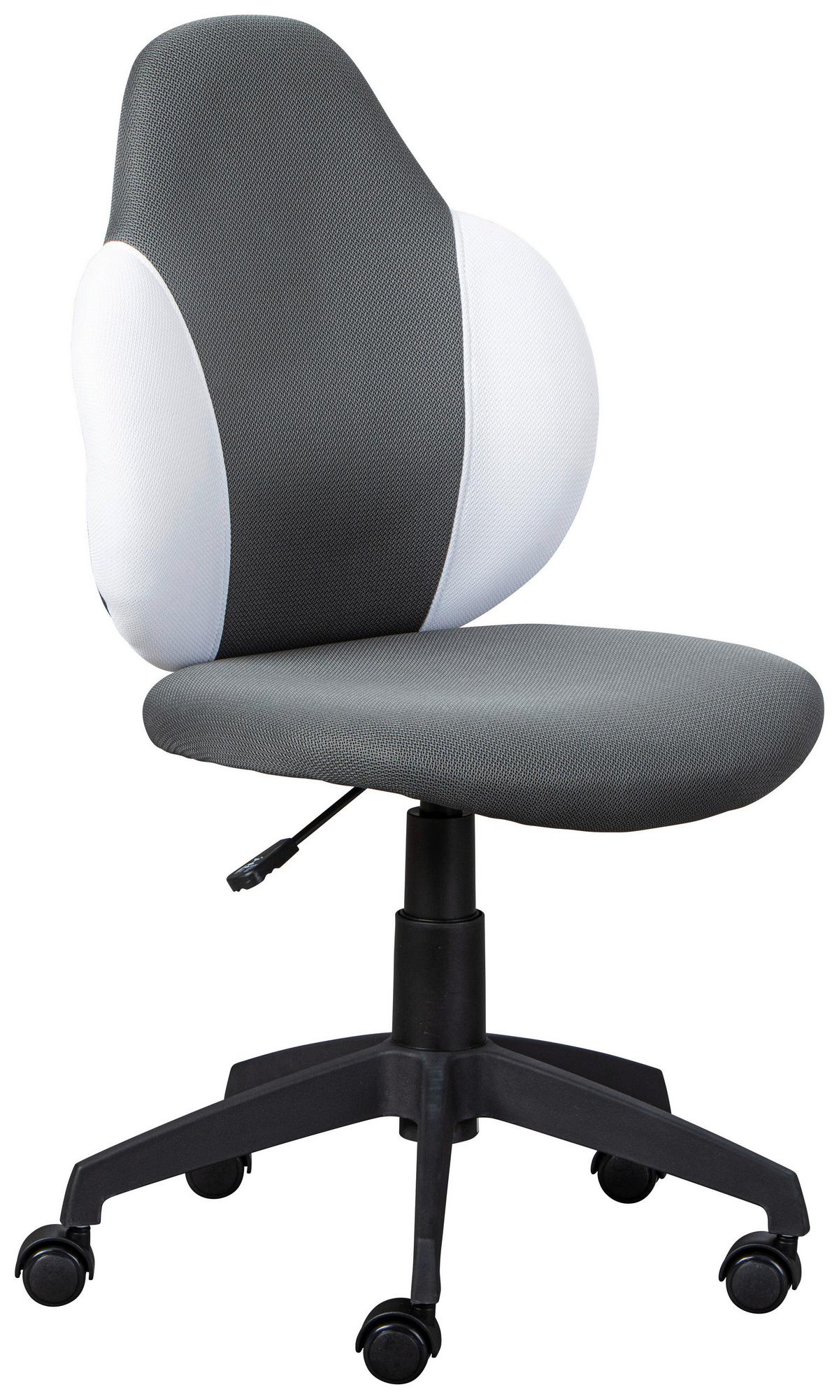 Jugenddrehstuhl Jessi Höhenverstellbar Weiß/grau - Dunkelgrau/Schwarz, Basics, Kunststoff (52/94(103)/56cm) - MID.YOU