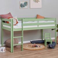 Hochbett Eco Comfort Grün, Lf: 90x200 cm - Naturfarben/Grün, MODERN, Holz (90/200cm) - MID.YOU