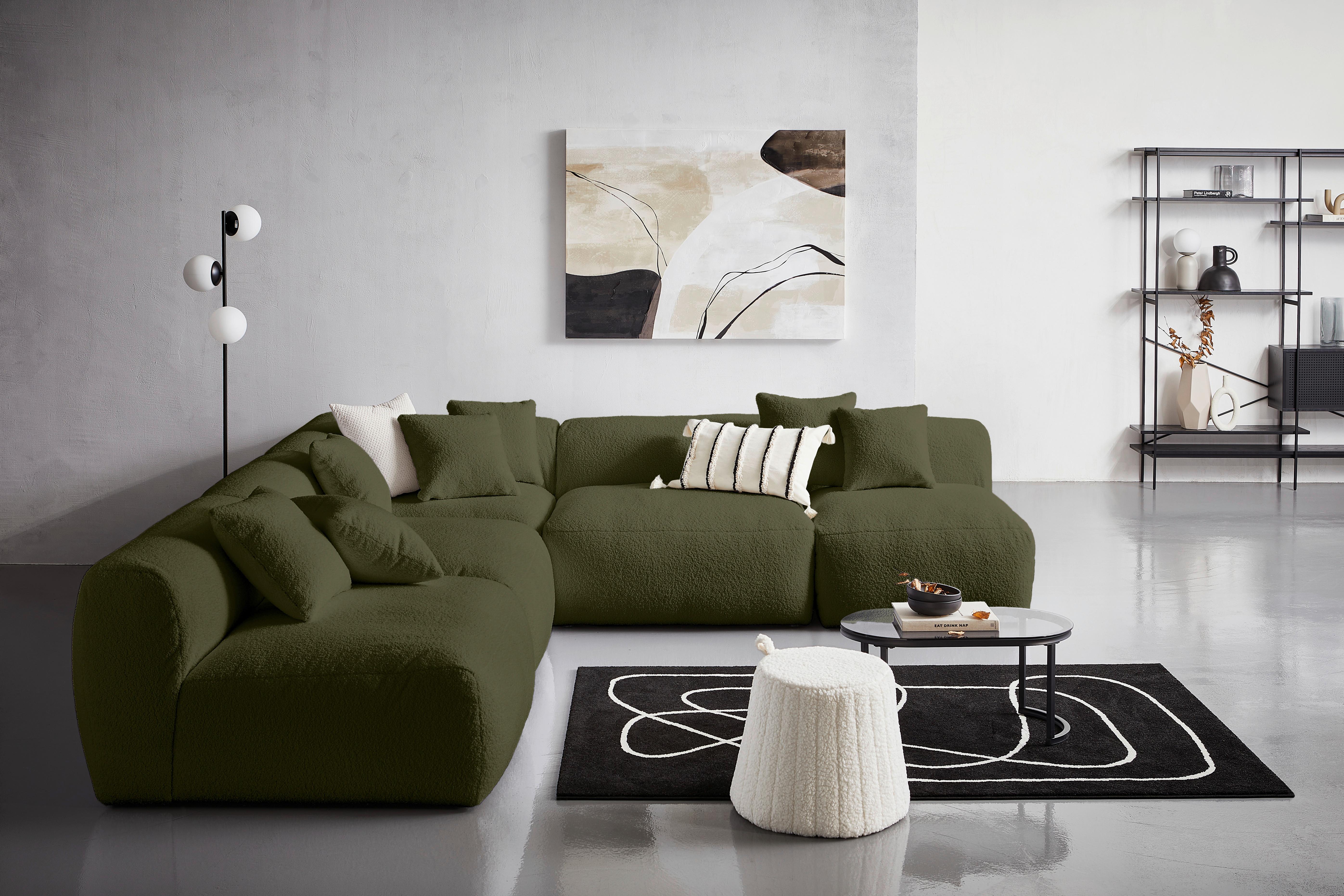 Ecksofa Bloom Olivgrün - Olivgrün, Trend, Textil (315/300cm) - Livetastic