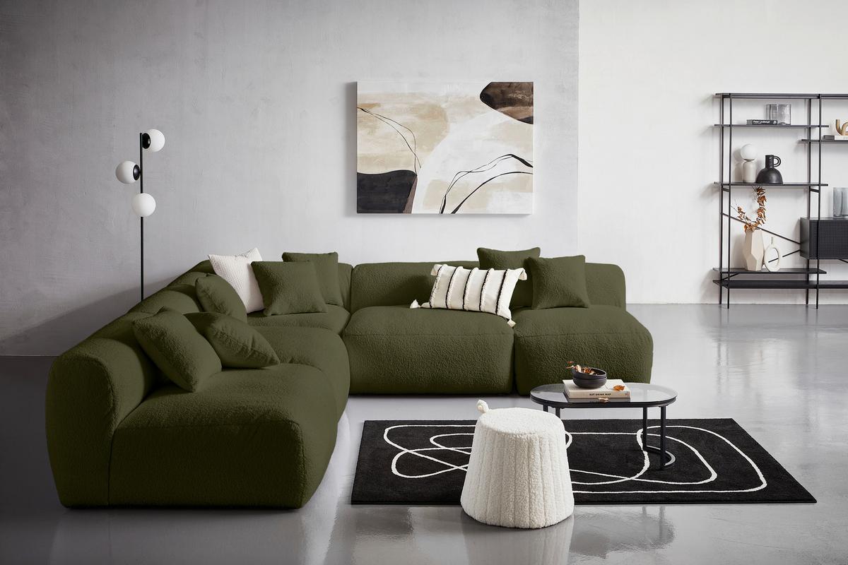 Ecksofa Bloom Olivgrün - Olivgrün, Trend, Textil (315/300cm) - Livetastic