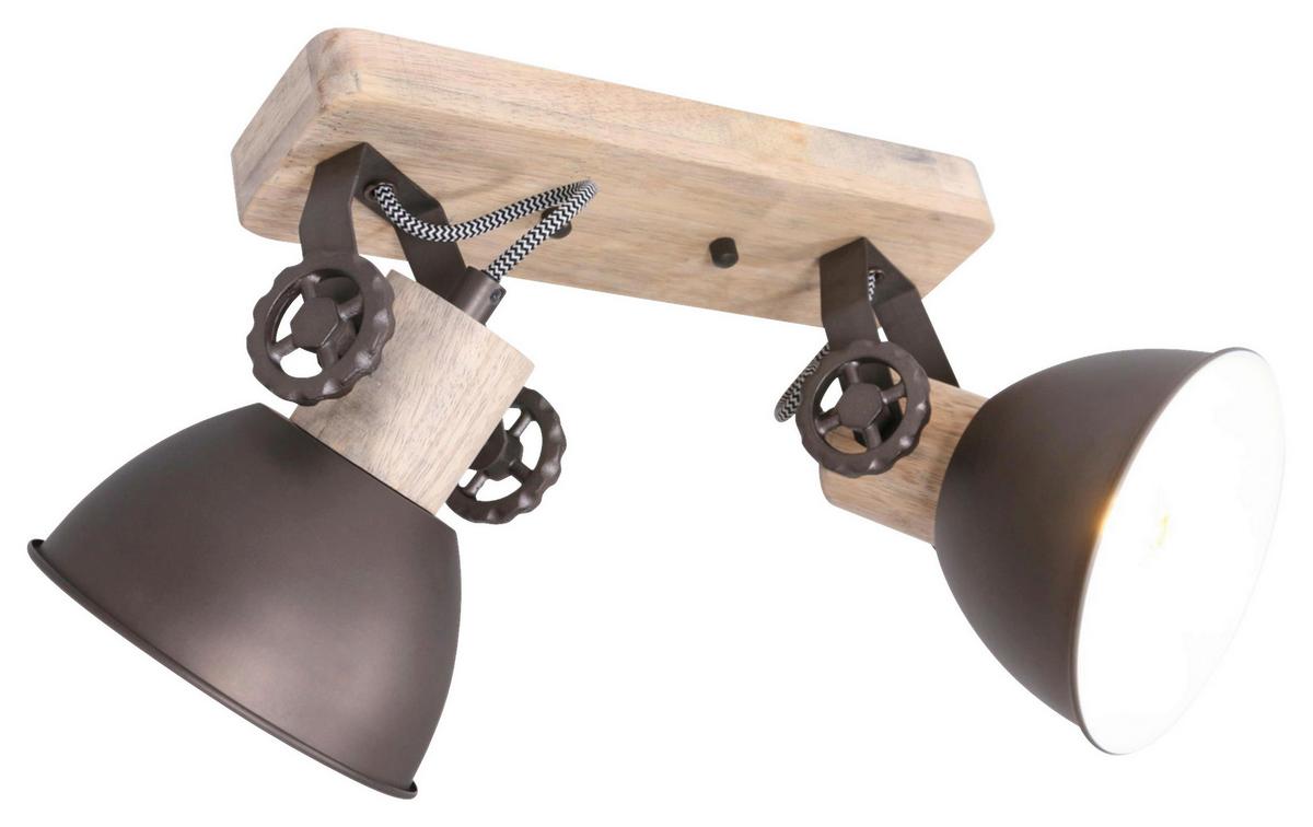 Deckenspots Gearwood - Anthrazit, Trend, Holz/Metall (32/19/17cm)