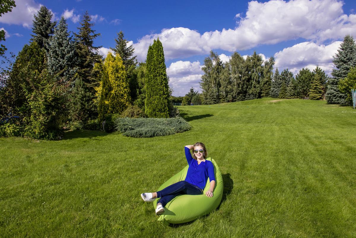 Sitzsack Outdoor XL Grün, 170x130 cm - Weiß/Grün, Basics, Textil (170/130/40cm) - Ondega