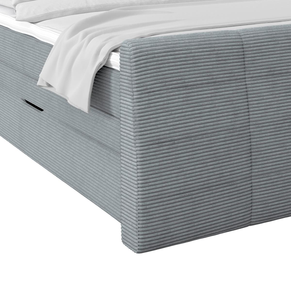 Boxspringbett Libra - Graublau/Schwarz, KONVENTIONELL, Textil (160/200cm)