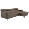 Ecksofa Mit Schlaffunkttion Sammy Braun Leder - Chromfarben/Graubraun, Design, Leder (227/168cm) - Livetastic