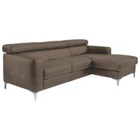 Ecksofa Mit Schlaffunkttion Sammy Braun Leder - Chromfarben/Graubraun, Design, Leder (227/168cm) - Livetastic