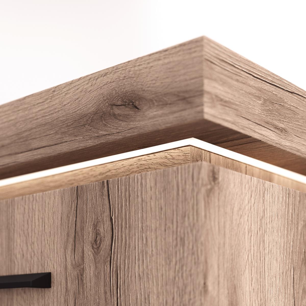 Wohnkombination Modern 3 -Teilig. mit Led Vancouver, Eiche Dekor - Eichefarben, MODERN, Glas/Holzwerkstoff (254/198/44cm)