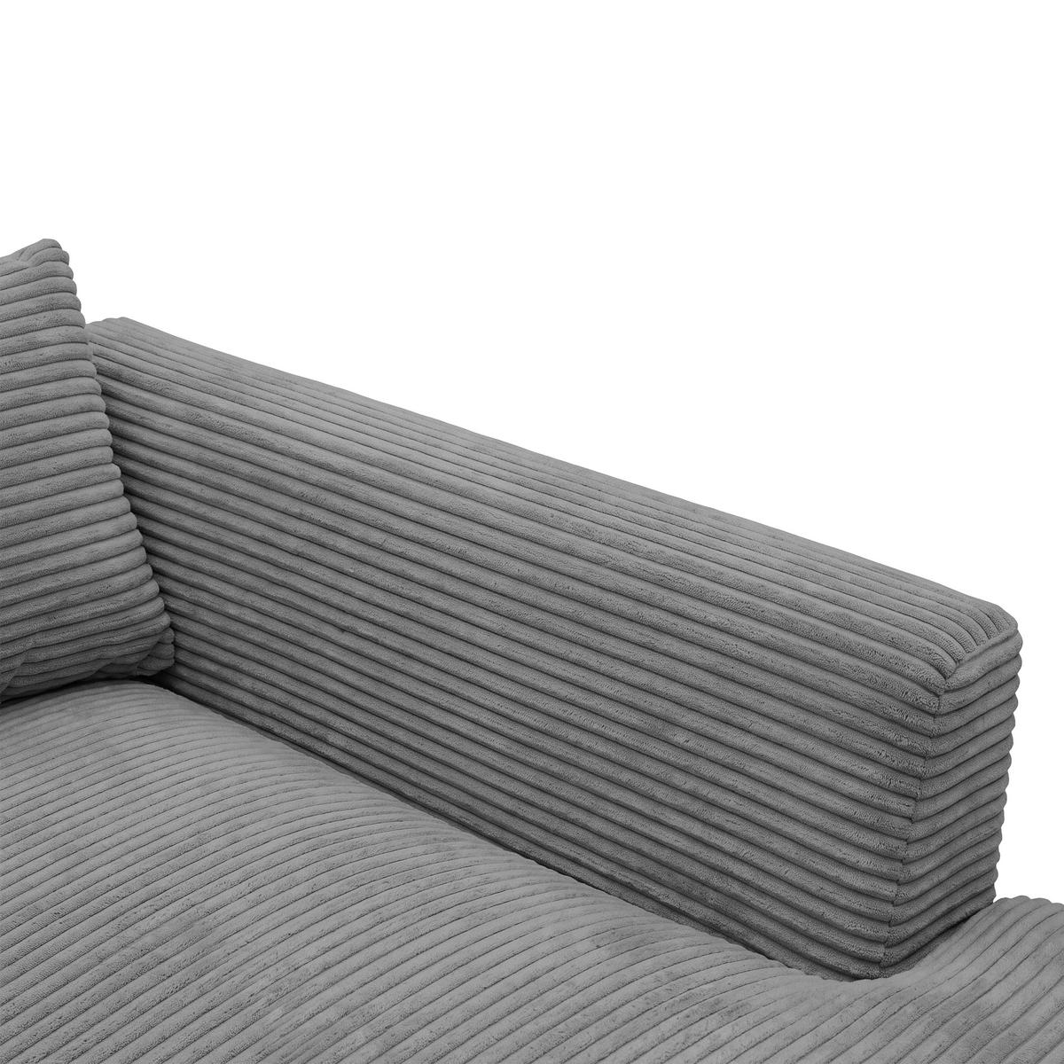 Rohová sedačka PEDRO, pravá, šedý manšestr - šedá/černá, Moderní, textil/plast (300/190cm) - Mömax