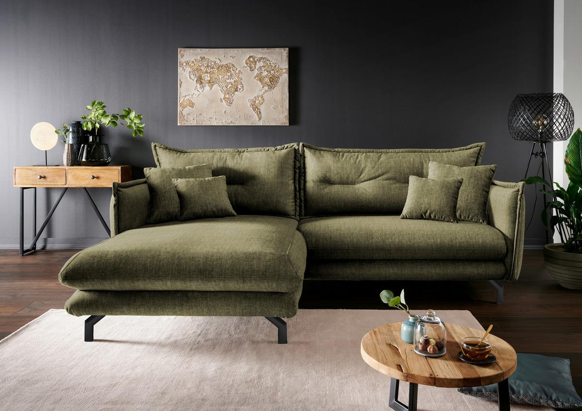 Ecksofa Lava Grün S: 180/255 cm - Türkis/Schwarz, MODERN, Textil (180/255cm) - Livetastic