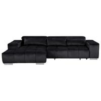 Ecksofa mit Relaxfunktion Orion Kopfstütze Klappbar Schwarz - Silberfarben/Schwarz, KONVENTIONELL, Textil (186/307cm) - Livetastic