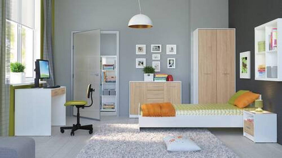 DREHTÜRENSCHRANK NEPO PLUS - Weiß/Sonoma Eiche, MODERN, Holzwerkstoff (80/197/54,5cm) - MID.YOU