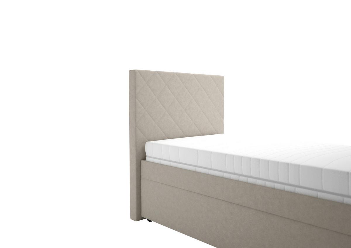 Čalouněná postel KLARA 90/200cm, béžová - tmavě šedá/barvy chromu, Moderní, dřevo/textil (90/200cm)