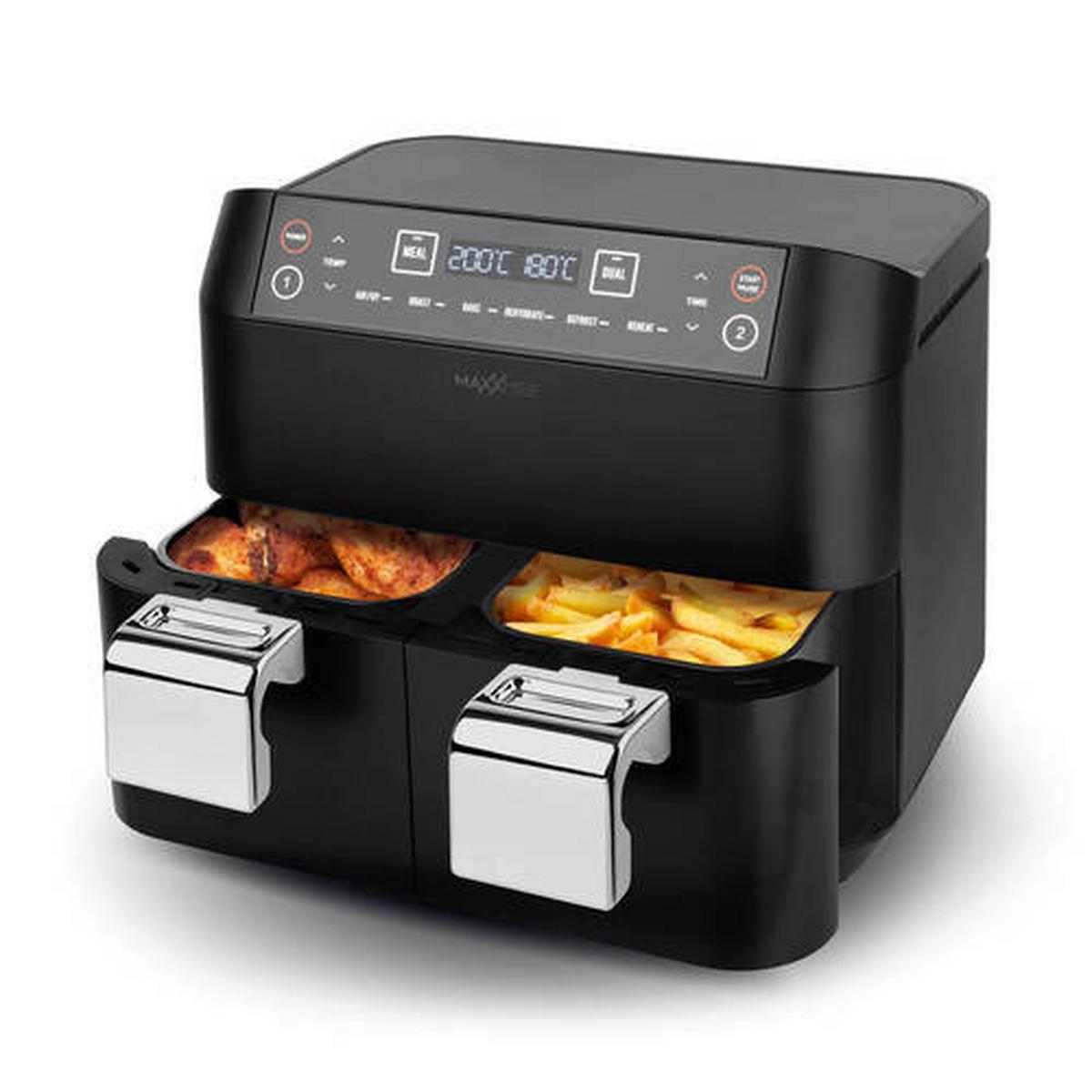Horkovzdušní fritéza Maxxmee, 2 zónová - černá/barvy stříbra, Basics, kov/plast (35/33,5/39,2cm)