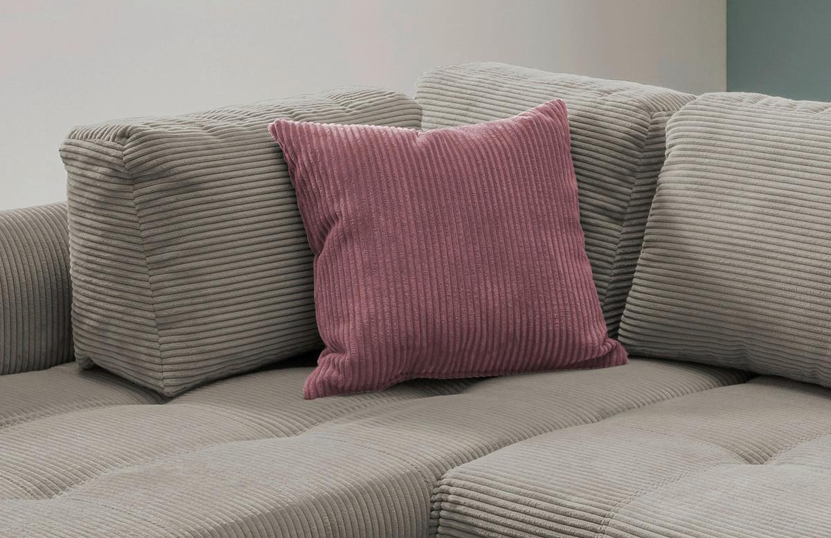 Ecksofa mit Schlaffunktion Flora Graubraun Cord - Koralle/Graubraun, Design, Textil (190/250cm) - MID.YOU