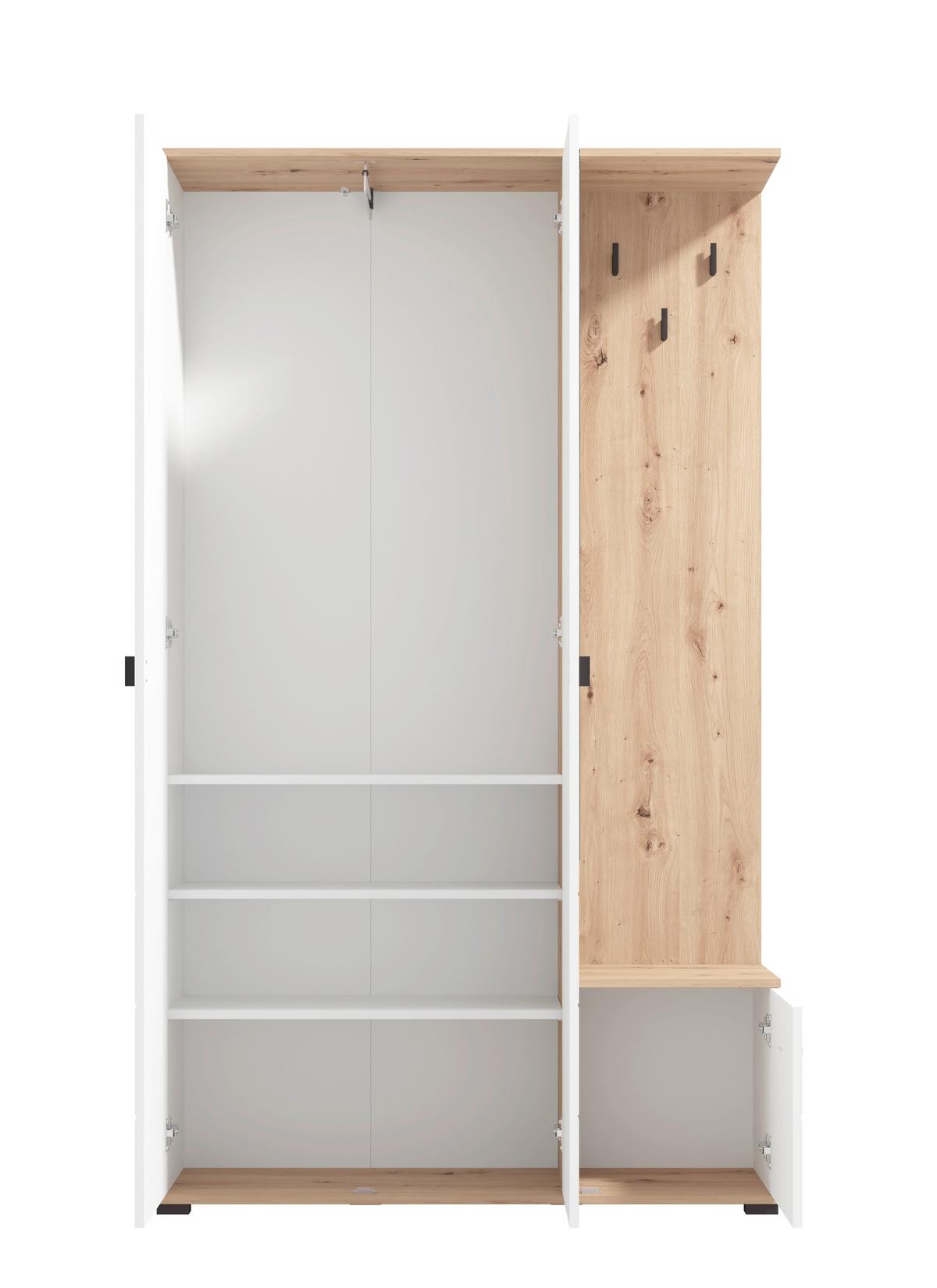 Előszobafal Canvey 115/197cm - Artisan tölgy/fehér, Modern, faalapú anyag (115,5/197/35cm)