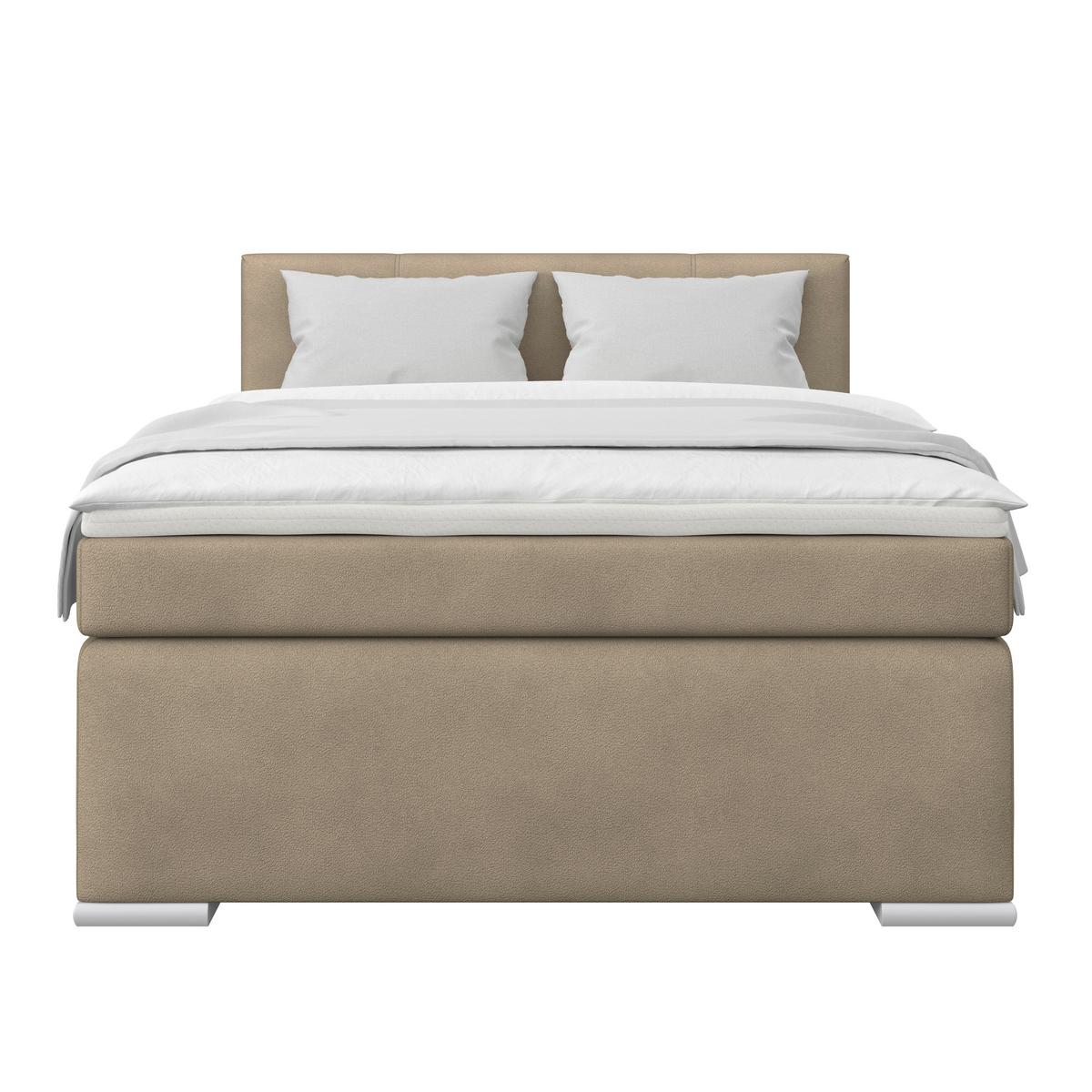 Boxspringbett Mira Boucle Taupe,lf:120x200cm - Taupe/Silberfarben, KONVENTIONELL, Holz/Textil (120/200cm)