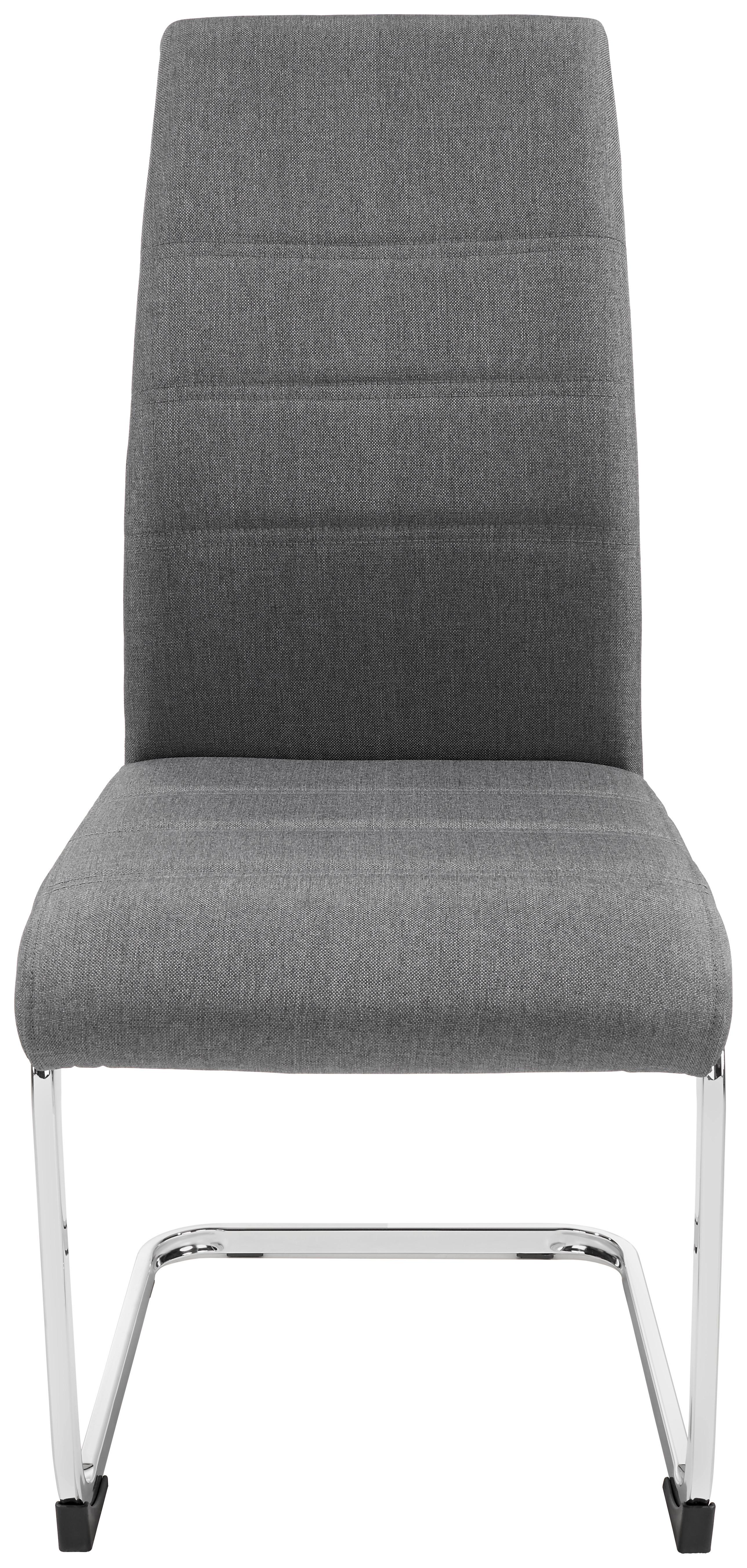 Schwingstuhl Donna Webstoff Grau Gepolstert - Chromfarben/Grau, KONVENTIONELL, Textil/Metall (42/99/56cm)