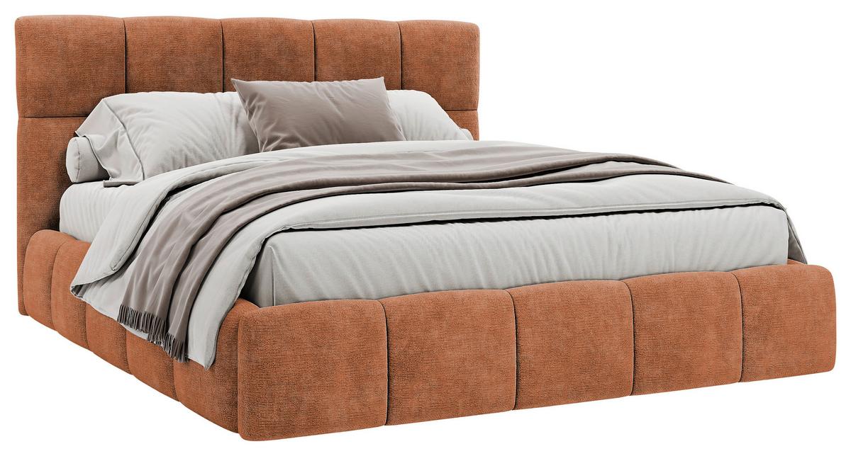 Polsterbett Cherry Chenille Rostfarben, Lf: 180x200 cm - Rostfarben/Schwarz, MODERN, Holz/Holzwerkstoff (180/200cm) - MID.YOU