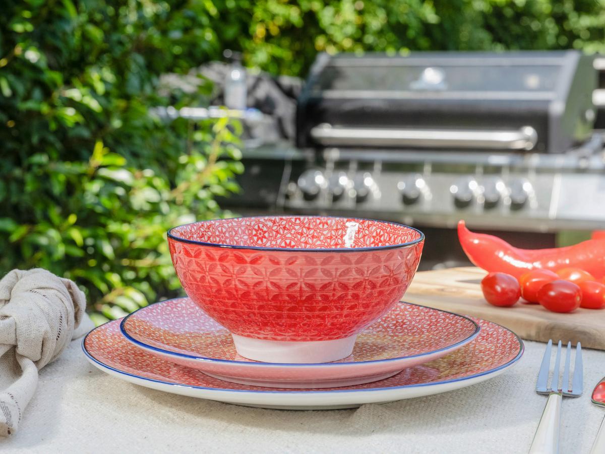 Kombiservice Keramik, Rot/Weiß, 16--Teilig. - Rot/Weiß, Basics, Keramik - Creatable