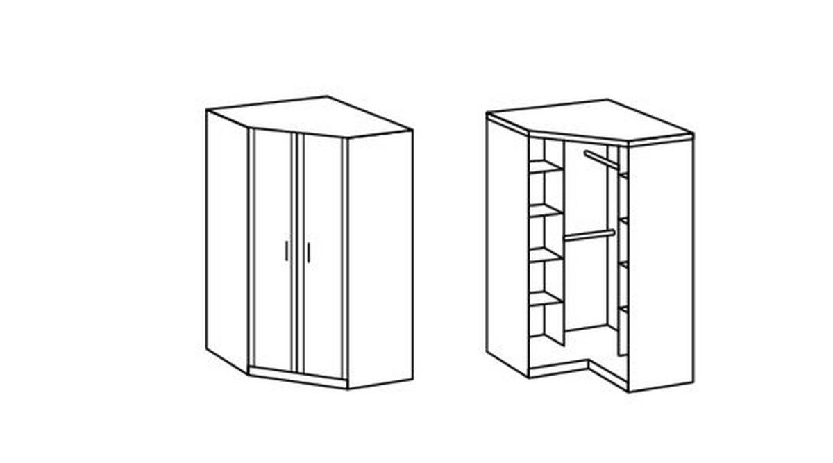 Eckschrank B: 95 Cm Osaka, Weiß - Weiß, KONVENTIONELL, Holzwerkstoff (95/198cm) - MID.YOU