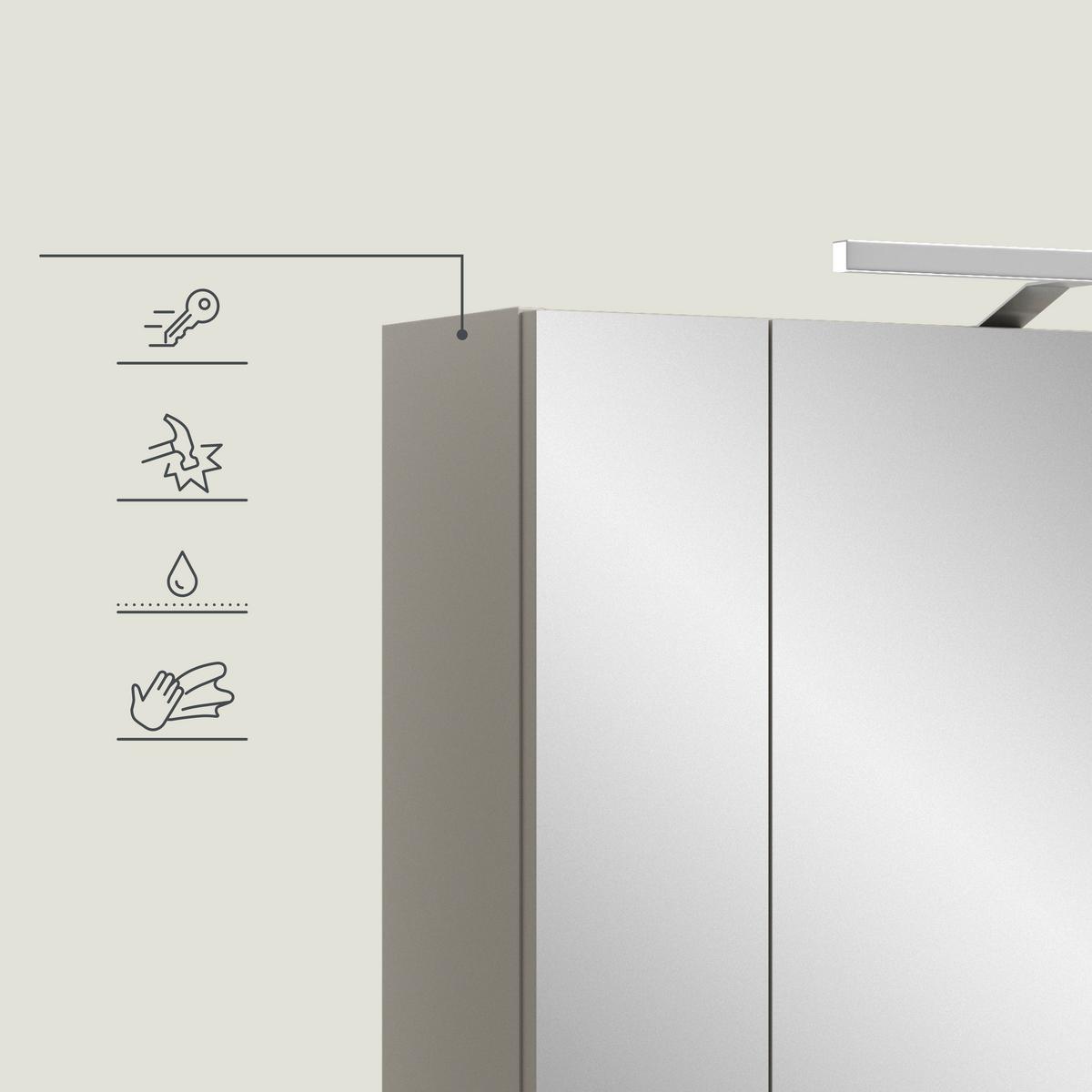 Spiegelschrank Ice Kaschmir B: 60cm - Kaschmir, Trend, Glas/Holzwerkstoff (60/70/18cm) - MID.YOU