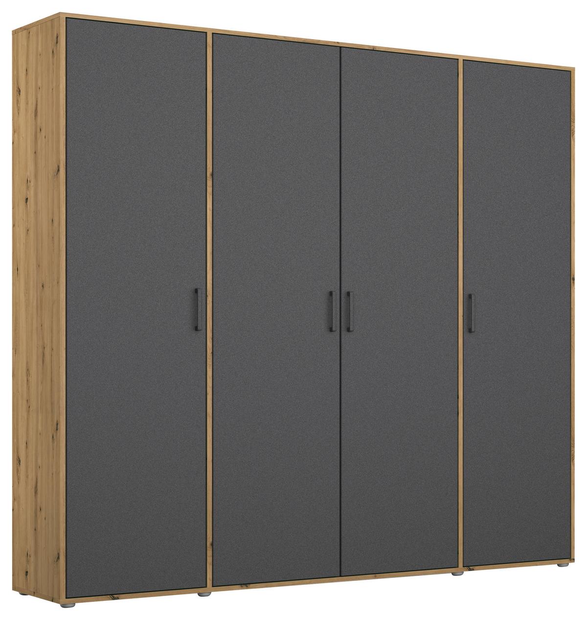 Drehtürenschrank Voyager Eiche Artisan,grau B: 187 Cm - Eiche Artisan/Grau, MODERN, Holzwerkstoff (187/194/53cm) - Rauch Möbel