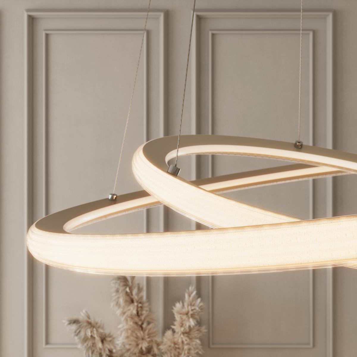 LED-HÄNGELEUCHTE CAPRICE - Champagner, Basics, Kunststoff/Metall (61/120cm) - Luca Bessoni