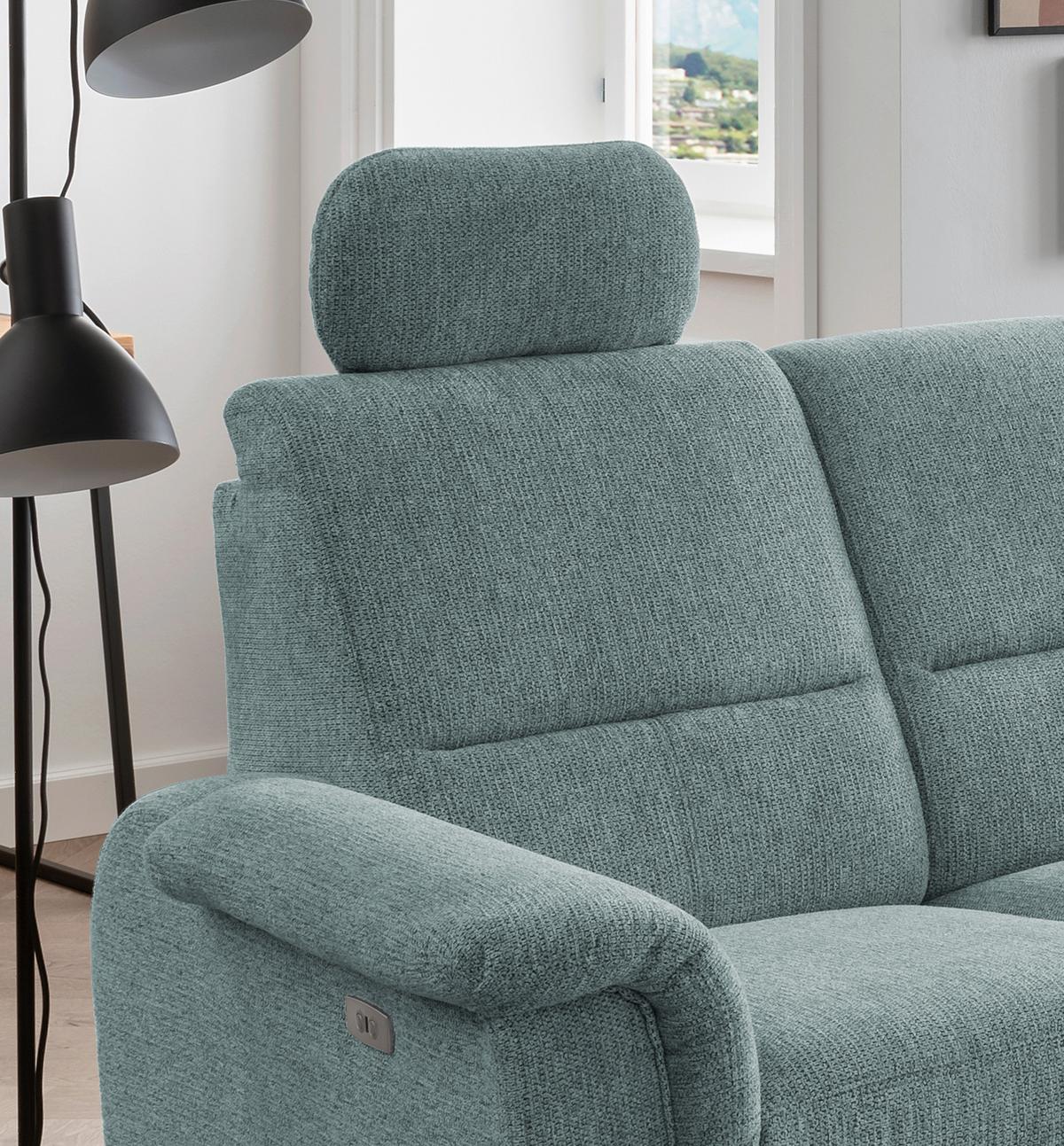 Ecksofa mit Relaxfunktion Parole Blau Chenille - Chromfarben/Blau, MODERN, Textil (275/236cm) - Livetastic