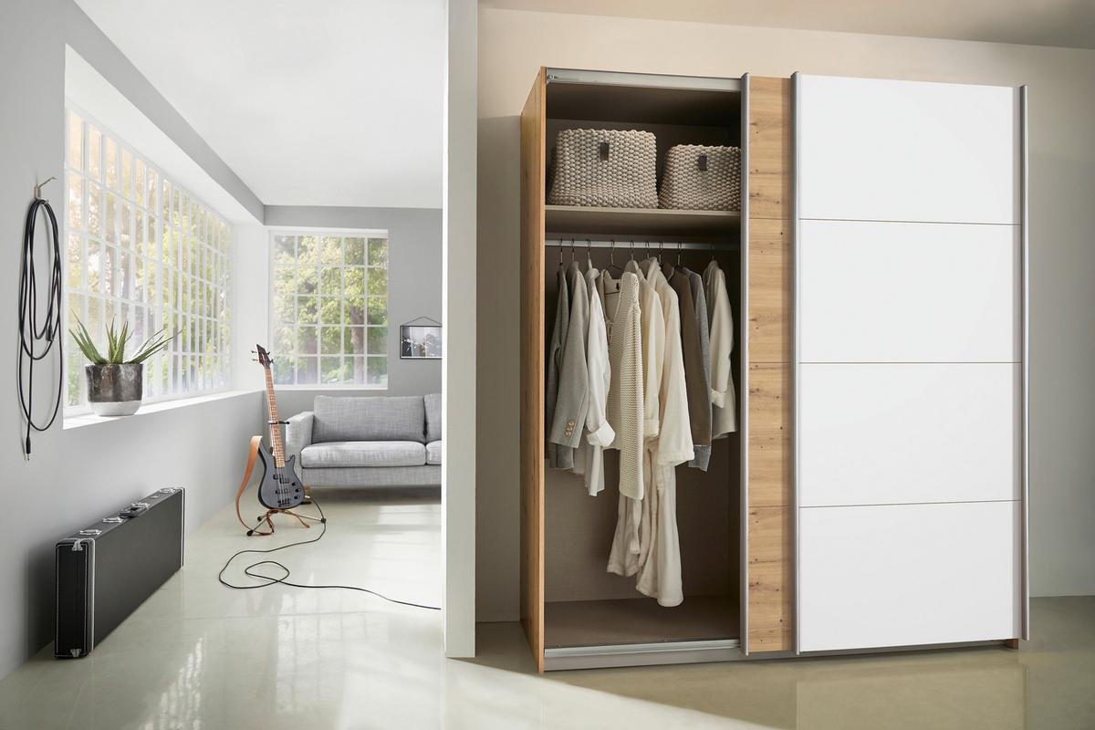 Schwebetürenschrank Subito - Weiß/Eiche Artisan, MODERN, Holzwerkstoff (181/197/61cm) - Rauch Möbel