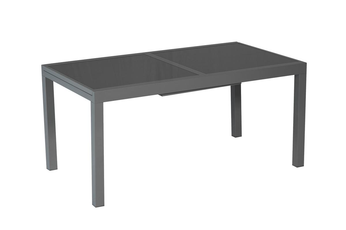 Gartentischgruppe Amalfi 7 -Teilig. Graphitfarben/Grau - Graphitfarben/Grau, KONVENTIONELL, Glas/Textil - Gardenson