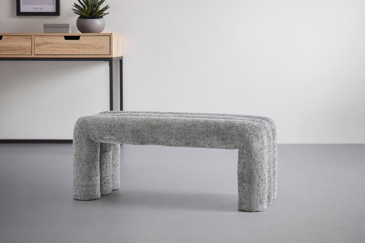 Lavica NALA 100 - sivá, Modern, kov/kompozitné drevo (100/43/42cm) - Premium Living