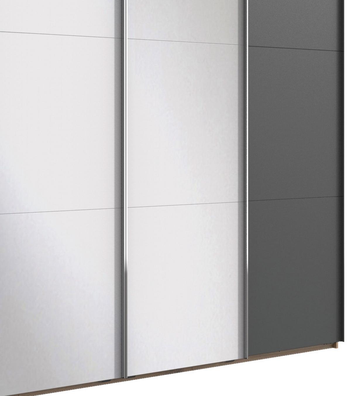 Schwebetürenschrank M. Spiegel 350cm Level 36a, Graphit/eiche - Eichefarben/Graphitfarben, Basics, Glas/Holzwerkstoff (350/216/65cm) - MID.YOU