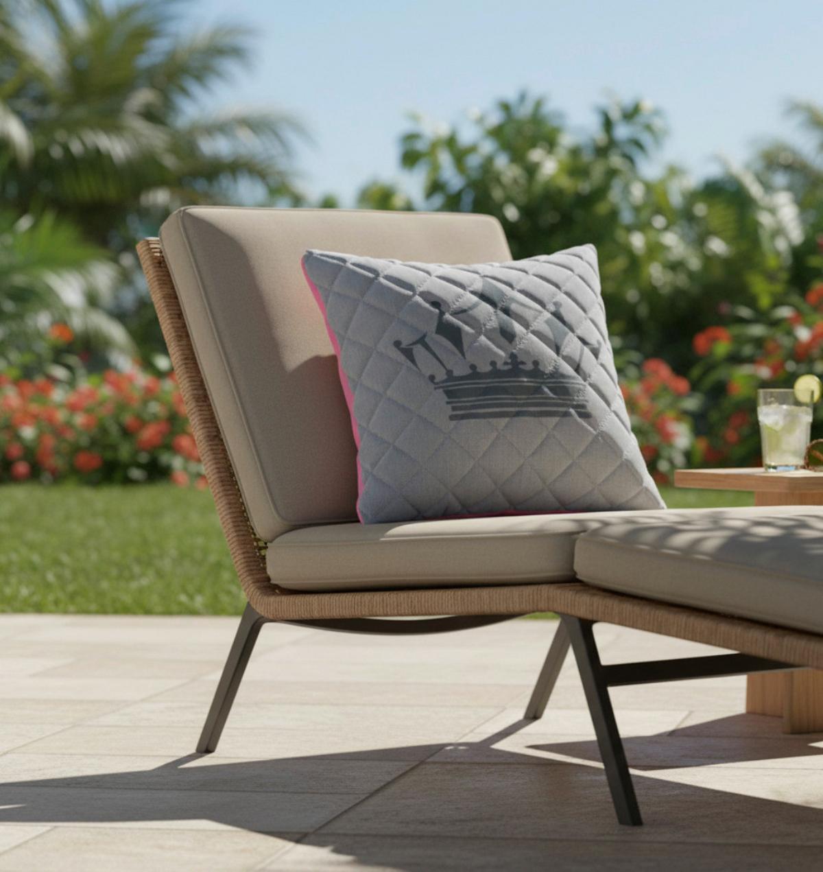 OUTDOOR-KISSEN KRONE - Grau, MODERN, Textil (45/45cm) - Gardenson