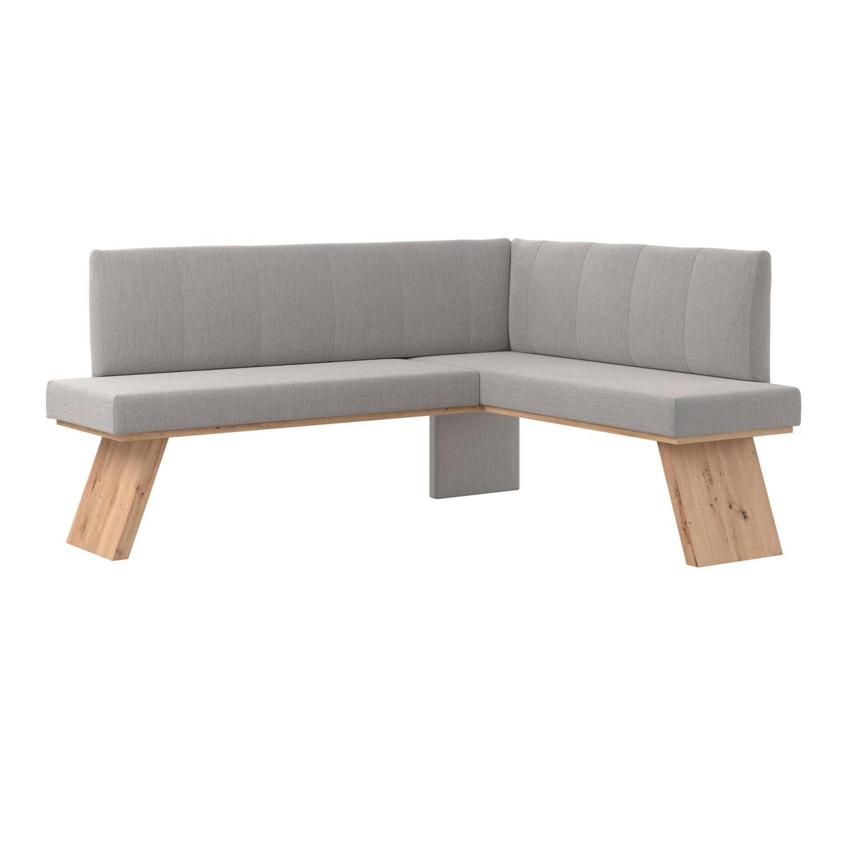 Eckbank Emma Ii Webstoff Hellgrau, B: 185 Cm - Eichefarben/Hellgrau, KONVENTIONELL, Holzwerkstoff/Textil (185/150cm)