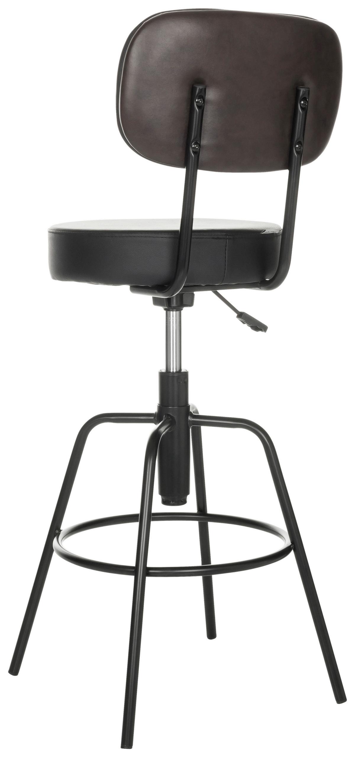 Barhocker Disc High - Schwarz, Basics, Leder/Metall (43/103-113/43cm) - MID.YOU
