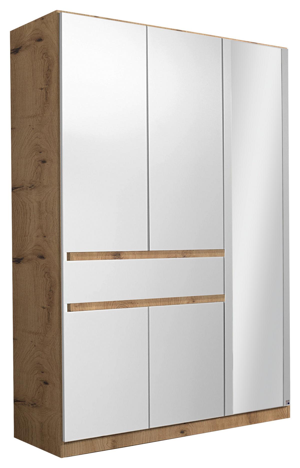 Kleiderschrank Tübingen Weiß/eiche D. B:136cm - Weiß/Eiche Artisan, Design, Glas/Holzwerkstoff (136/197/54cm) - Rauch Möbel