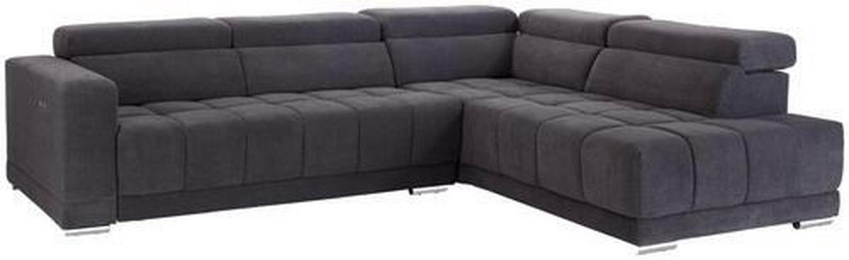 Ecksofa mit Relaxfunktion Hogan Ra, Grau - Silberfarben/Grau, MODERN, Holz/Textil (299/212cm) - Livetastic