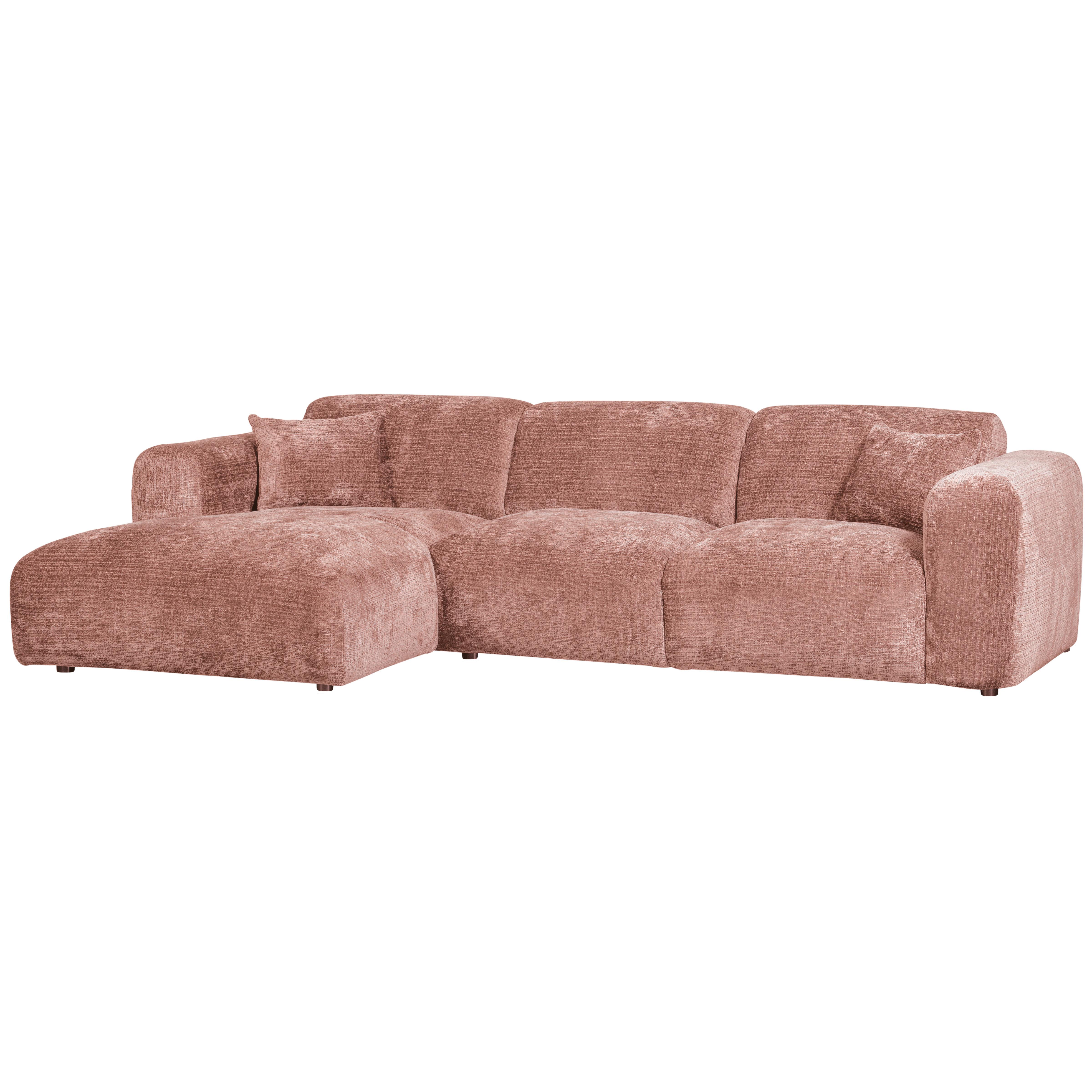 Ecksofa Cloud Taupe, Pink S: 165x280cm - Taupe/Pink, Design, Textil (165/280cm) - Livetastic