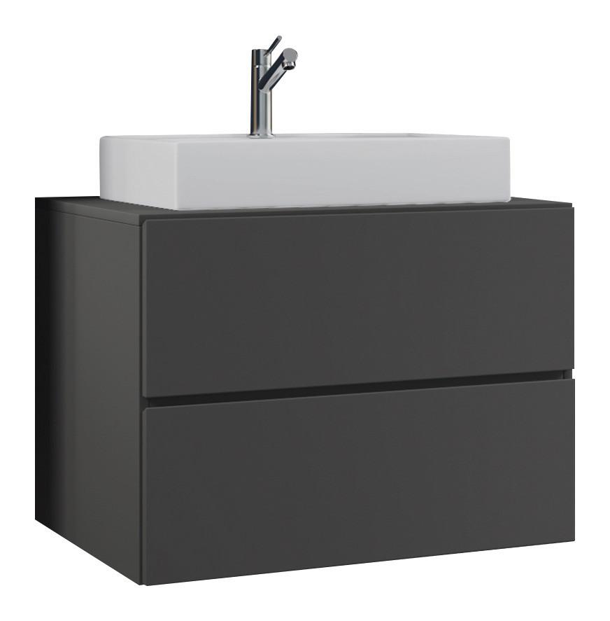 Hängendes Waschbecken Mit Unterschrank B: 80 cm - Anthrazit, MODERN, Keramik/Holzwerkstoff (80cm) - MID.YOU