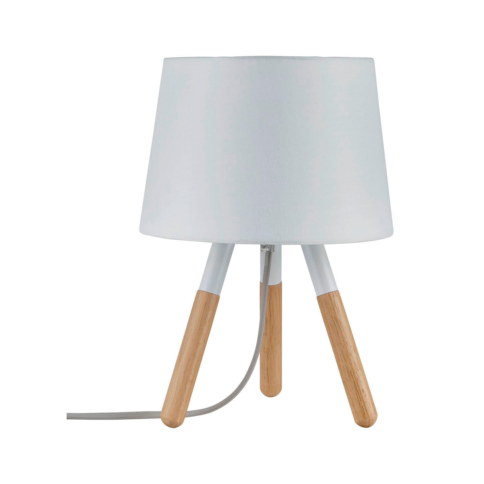 Tischlampe dimmbar Braun/Weiß 79646 - Braun/Weiß, Design, Holz/Textil (22,0/31,5cm) - Paulmann